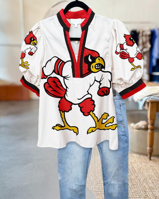 Louisville Cardinals Game Day Puff Sleeve Blouse