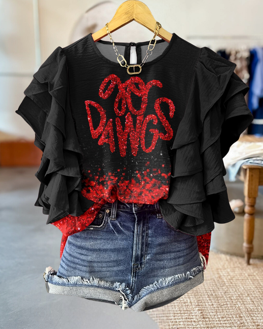 Game Day Georgia Bulldogs Go Dawgs Print Blouse