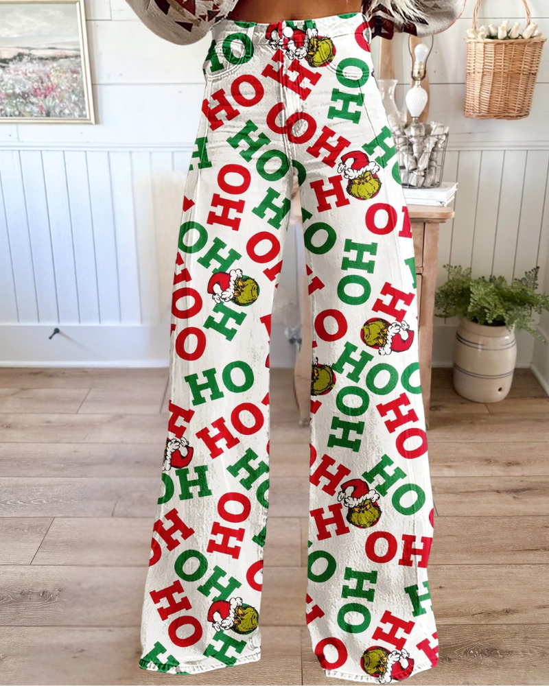 Christmas Grinch HO Wide-Leg Pants