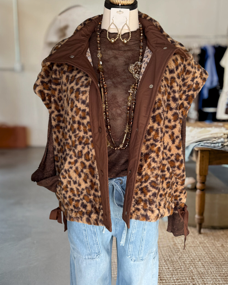 Leopard Print Faux Fur Vest
