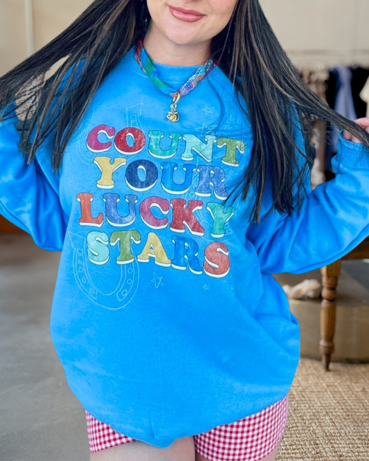 "Count Your Lucky Stars" Graphic Sweatshirt