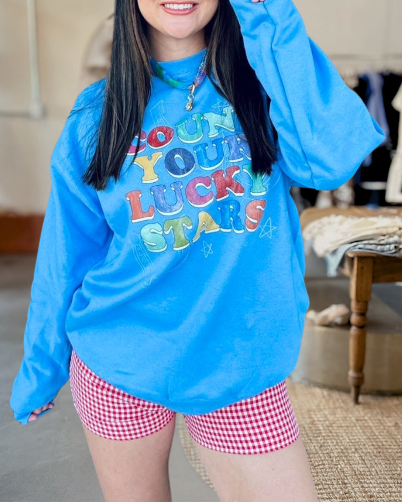"Count Your Lucky Stars" Graphic Sweatshirt