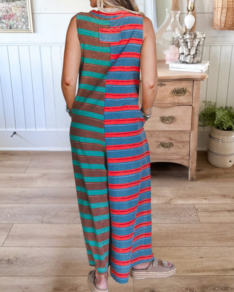 Striped Sleeveless Maxi Jumpsuit
