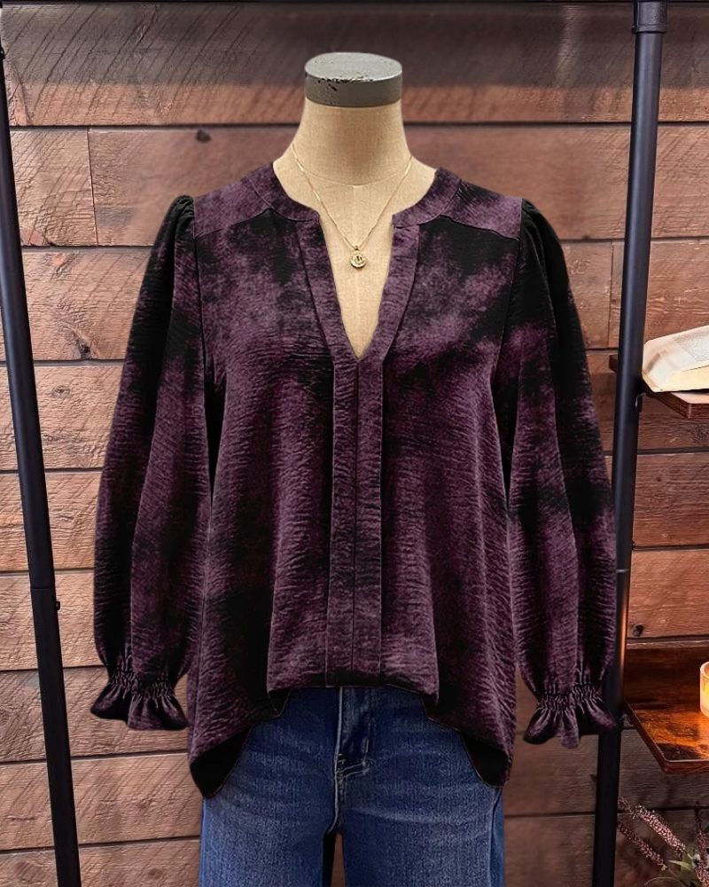 Tie Dye Puff Sleeve Blouse