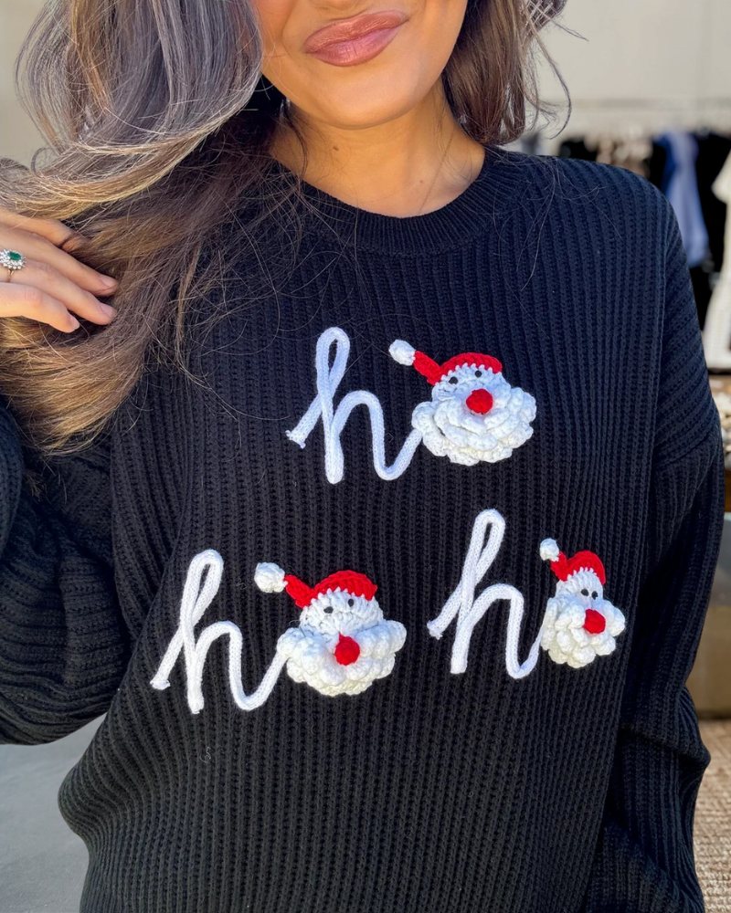 Christmas Santa Claus "Ho Ho" Knit Sweater
