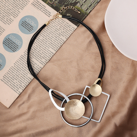 Multiple Geometric Metal Decor Boyish Necklace