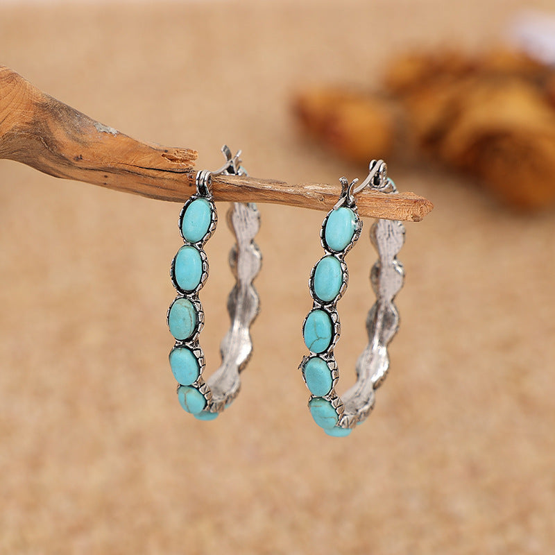 Turquoise Decor Chic U-shaped Hoop Earrings
