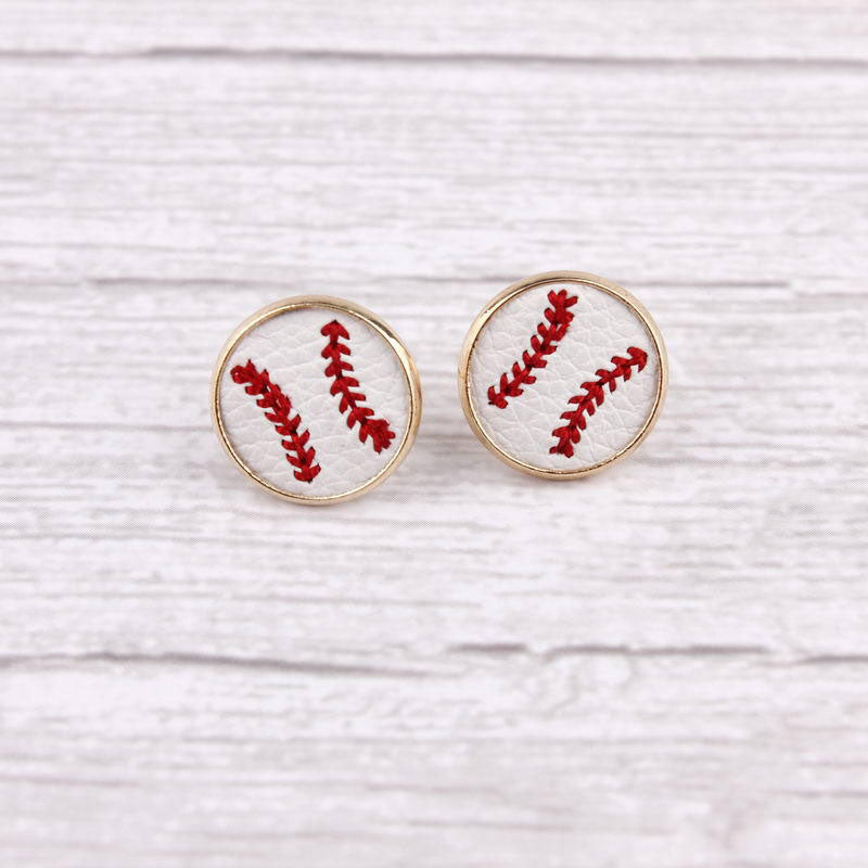 Embroidered Detail Classic Baseball Earrings