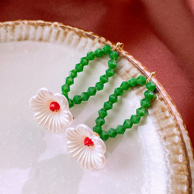 Hit Color Beading Flower Pendant Pretty Earrings