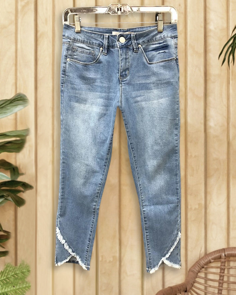 Blue Washed Gradient On-trend Pencil Jeans