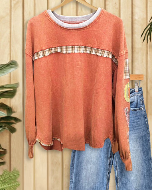 Patchwork Cozy Letter Applique Sweatshirt