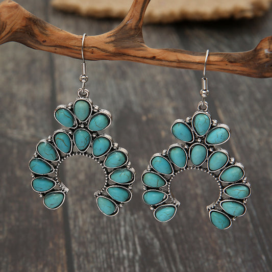 Geometric Drop-shaped Unique Turquoise Decor Earrings