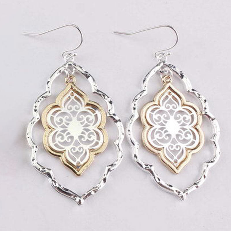 Cutout Flower Design Glamorous Drop-shaped Earrings