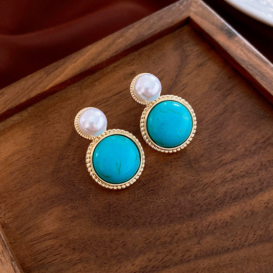 Hit Color Retro Faux Pearl Decor Earrings
