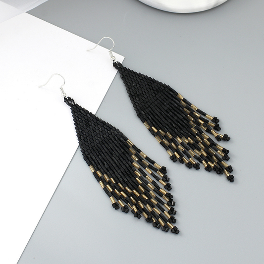 Multicolor Bohemia Irregular Beading Tassel Earrings