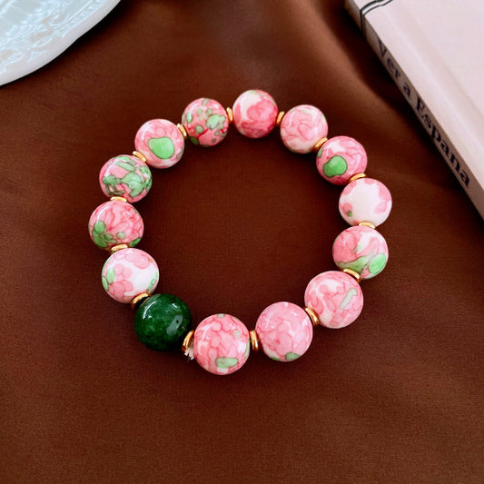 Pink Oriental Ceramic Beading Bracelet