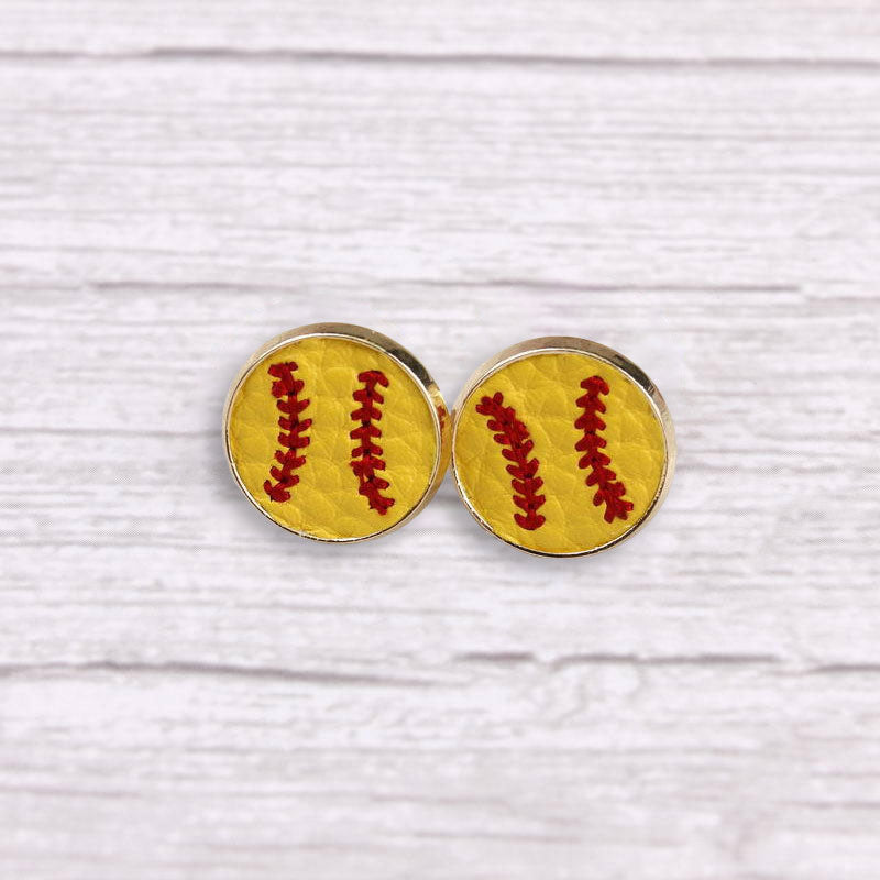 Embroidered Detail Classic Baseball Earrings