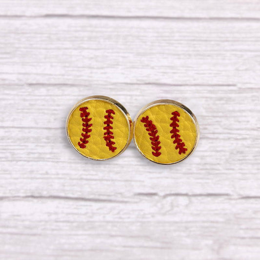 Embroidered Detail Classic Baseball Earrings